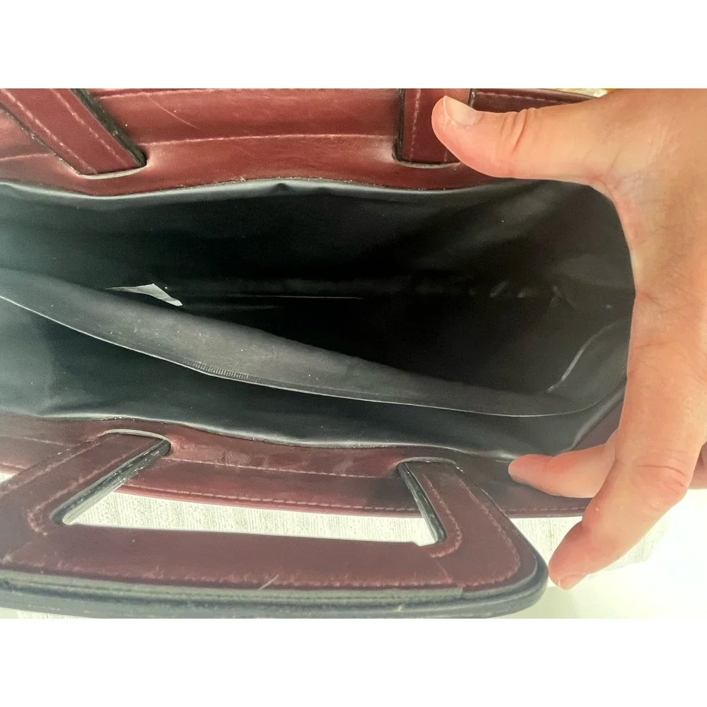 Cambridge Burgundy Leather Portfolio Briefcase Slim Document Carrier Handle Bag